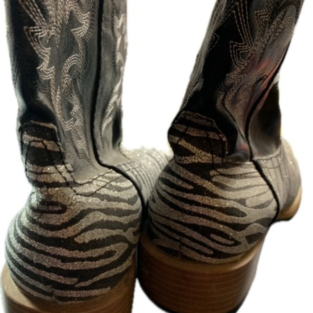 Roper Women's Size 6 Black Silver Square Toe Western Boots - Picture 3 of 8
